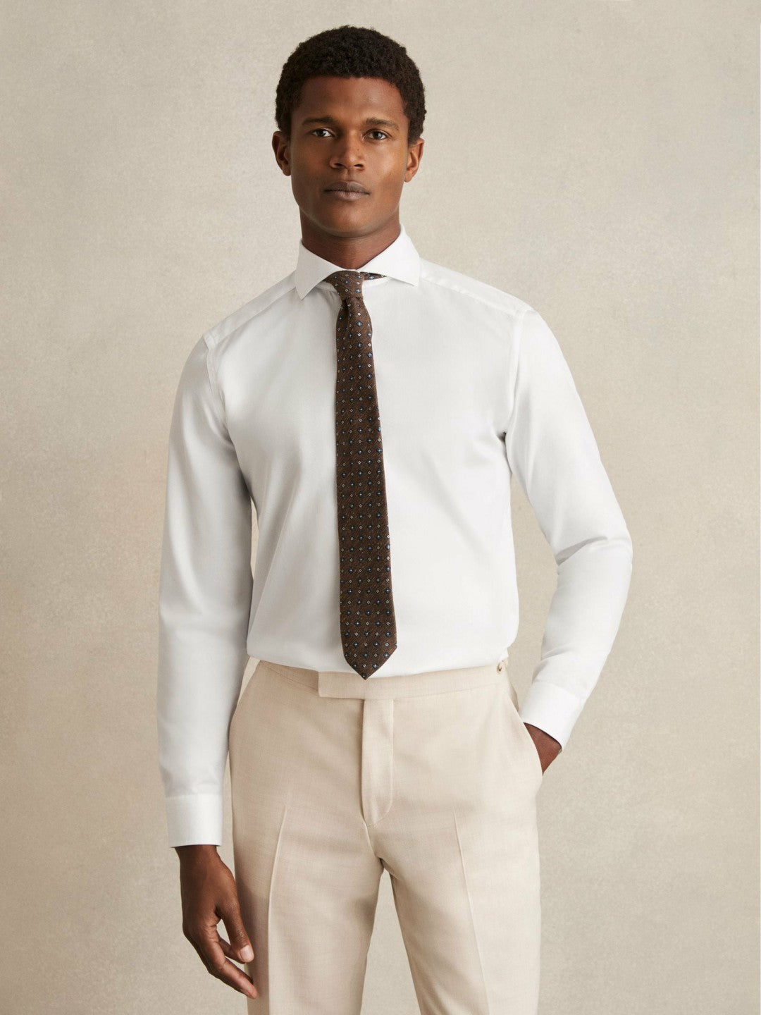 Slim Fit Cotton-Twill Two-Fold Shirt Slim-Fit in White | Reiss Men Premium