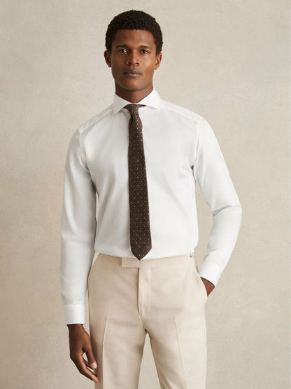 Slim Fit Cotton-Twill Two-Fold Shirt Slim-Fit in White | Reiss Men Premium