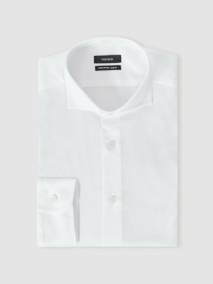 Slim Fit Cotton-Twill Two-Fold Shirt Slim-Fit in White | Reiss Men Premium