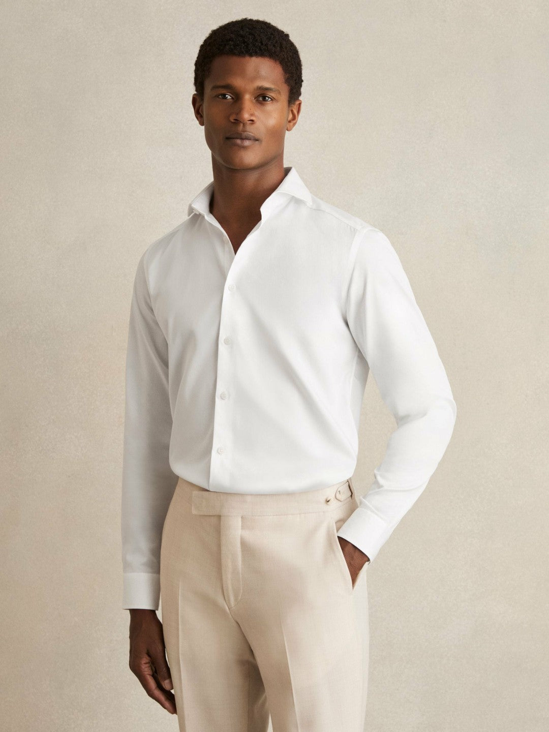 Slim Fit Cotton-Twill Two-Fold Shirt Slim-Fit in White | Reiss Men Premium