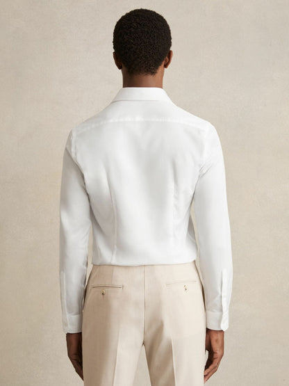 Slim Fit Cotton-Twill Two-Fold Shirt Slim-Fit in White | Reiss Men Premium