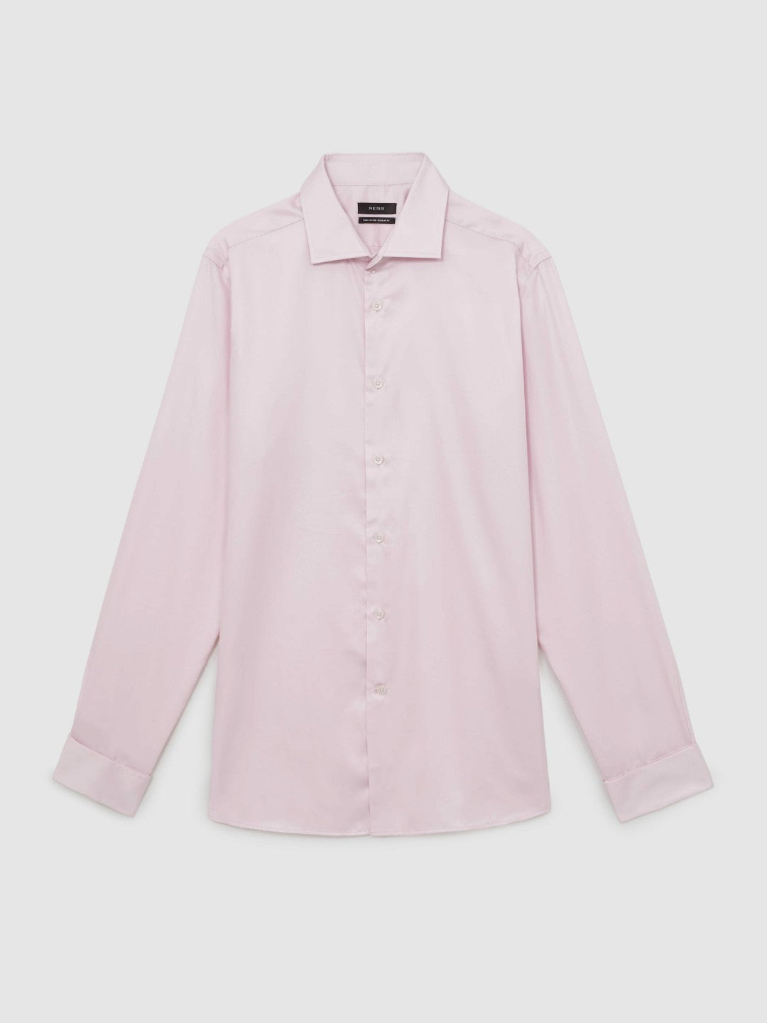 Regular Fit Slim-Fit Cotton-Sateen Shirt in Pink | Reiss Men Trending