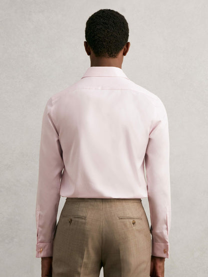 Regular Fit Slim-Fit Cotton-Sateen Shirt in Pink | Reiss Men Trending