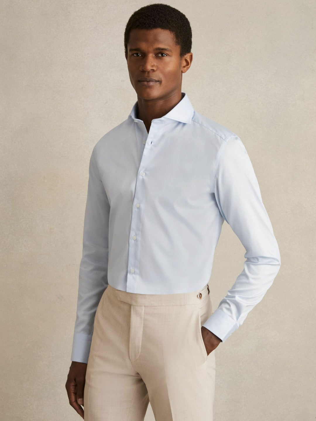 Slim Fit Cotton-Twill Two-Fold Shirt Slim-Fit in Soft Blue | Reiss Men Popular