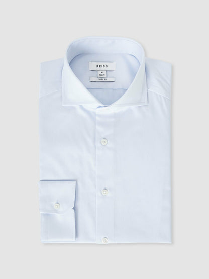 Slim Fit Cotton-Twill Two-Fold Shirt Slim-Fit in Soft Blue | Reiss Men Popular