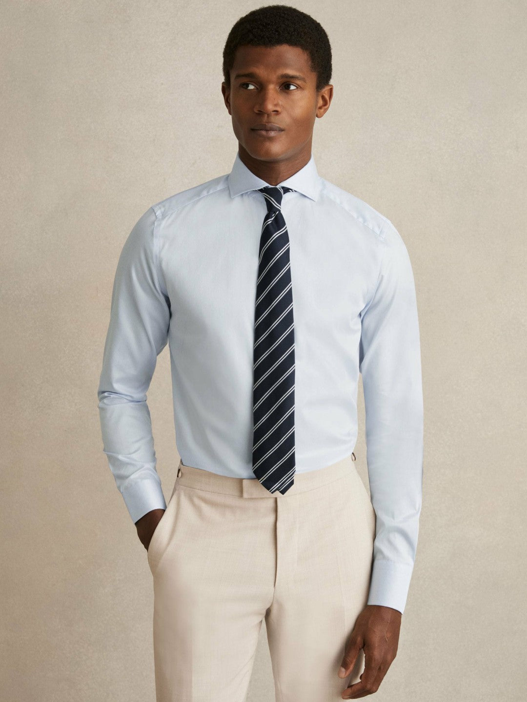 Slim Fit Cotton-Twill Two-Fold Shirt Slim-Fit in Soft Blue | Reiss Men Popular