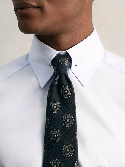 Slim Fit Cotton Pin Collar Shirt in Soft Blue | Reiss Men Exclusive