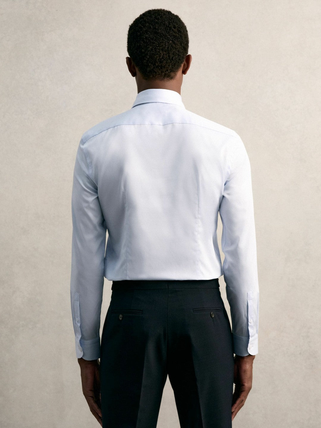 Slim Fit Cotton Pin Collar Shirt in Soft Blue | Reiss Men Exclusive
