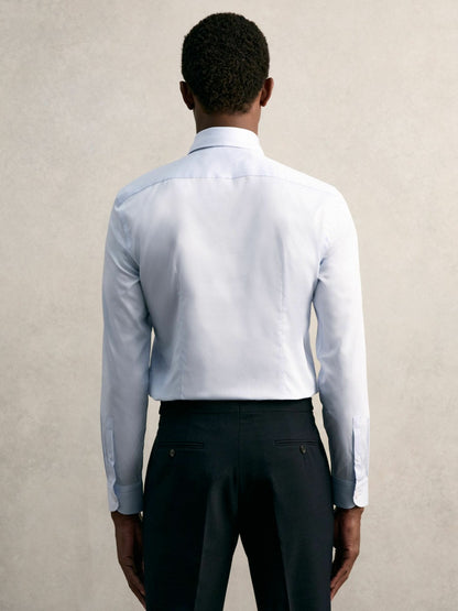 Slim Fit Cotton Pin Collar Shirt in Soft Blue | Reiss Men Exclusive