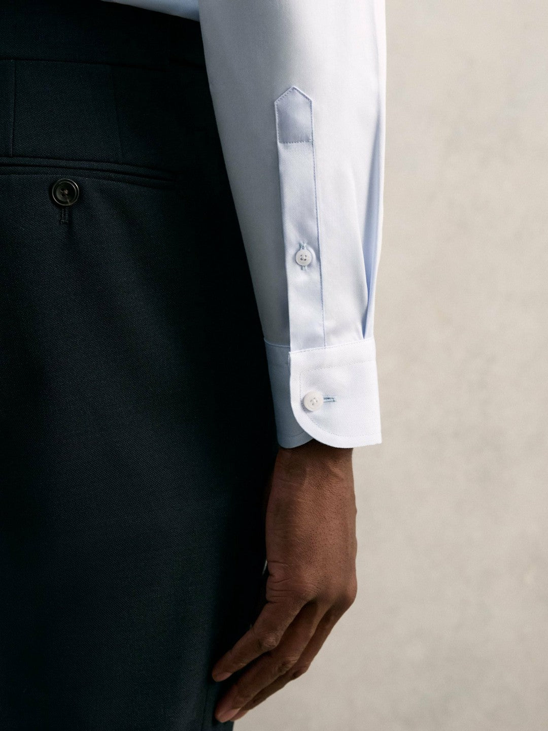 Slim Fit Cotton Pin Collar Shirt in Soft Blue | Reiss Men Exclusive