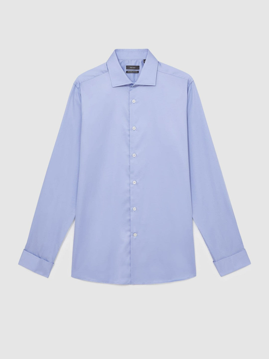 Regular Fit Slim-Fit Cotton-Sateen Shirt in Mid Blue | Reiss Men New