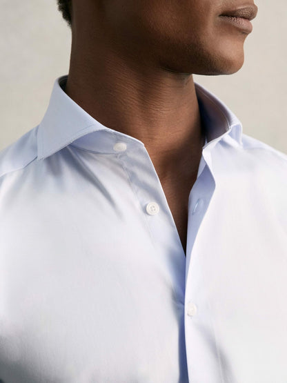 Regular Fit Cotton Sateen Shirt in Mid Blue | Reiss Men Signature