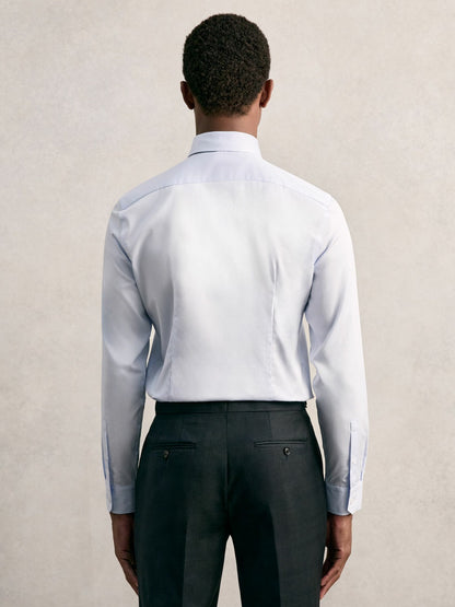 Regular Fit Cotton Sateen Shirt in Mid Blue | Reiss Men Signature