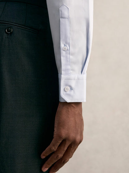 Regular Fit Cotton Sateen Shirt in Mid Blue | Reiss Men Signature