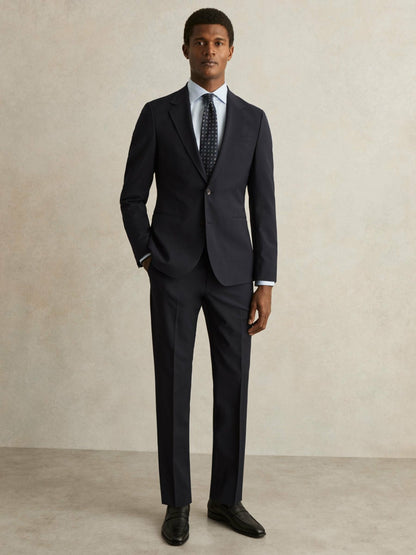 Wool-Blend Single-Breasted Suit Blazer Slim-Fit in Navy | Reiss Men Best Seller