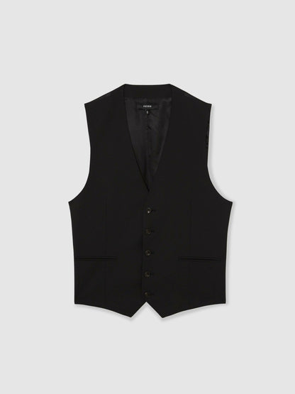 Wool-Blend Slim-Fit Waistcoat in Black | Reiss Men Trending