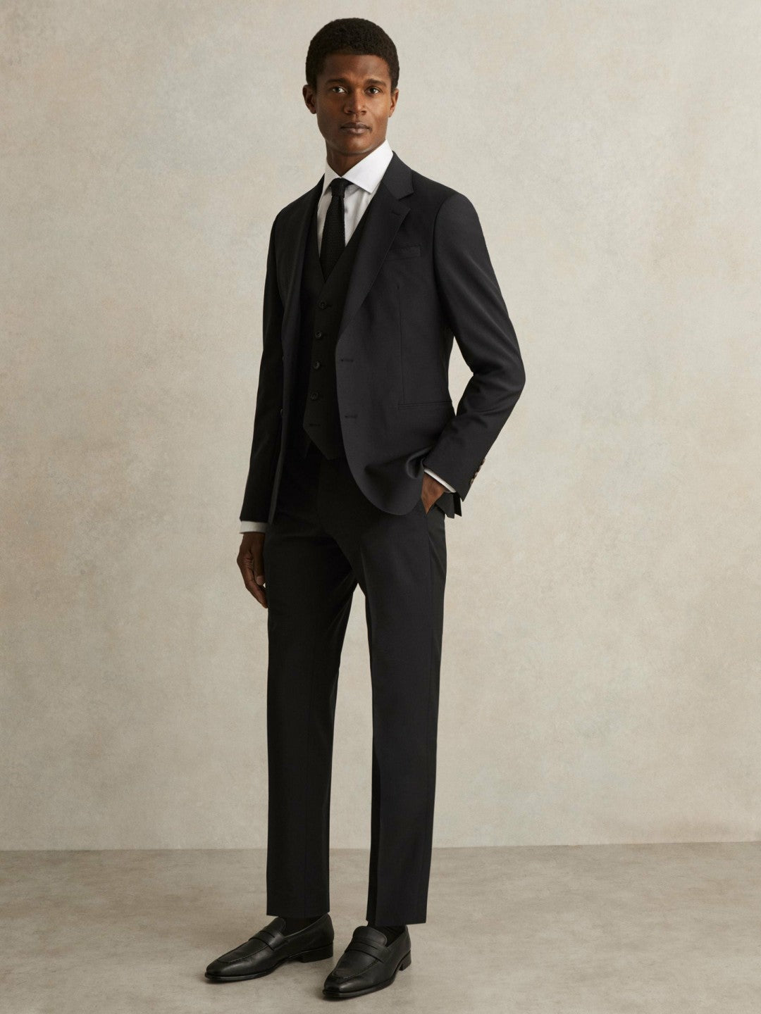 Wool-Blend Slim-Fit Waistcoat in Black | Reiss Men Trending