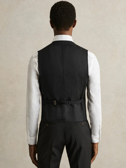 Wool-Blend Slim-Fit Waistcoat in Black | Reiss Men Trending
