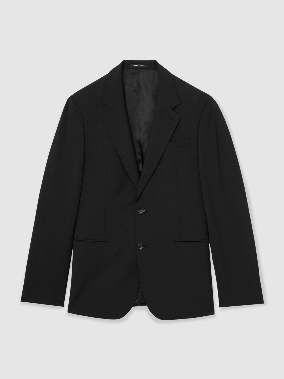 Wool-Blend Single-Breasted Suit Blazer Slim-Fit in Black | Reiss Men Featured