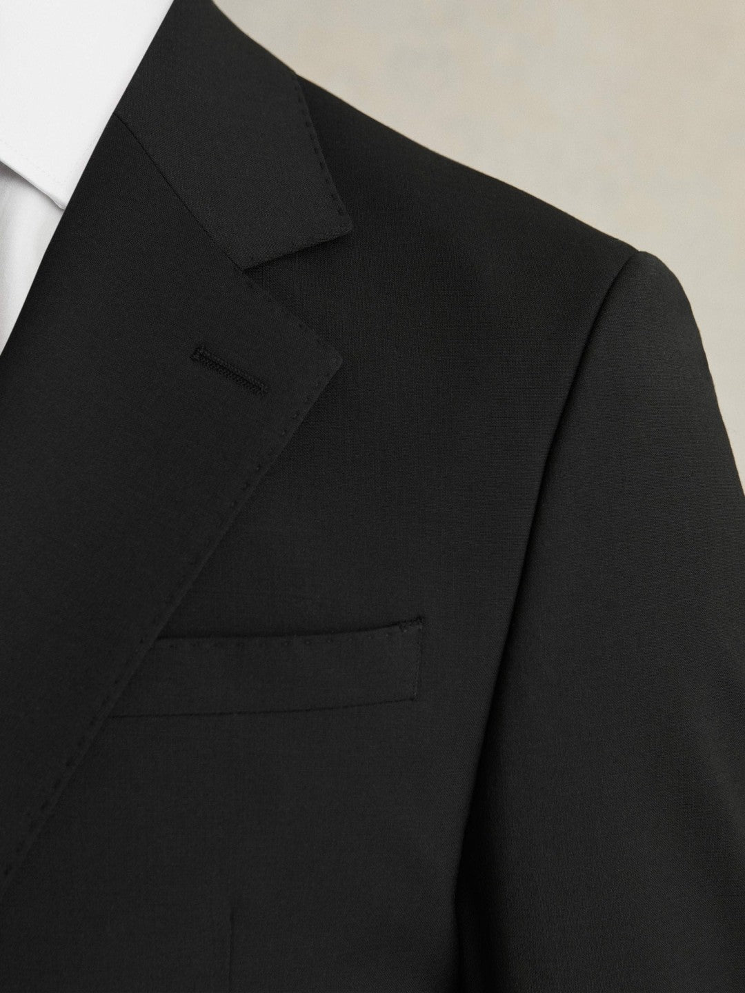 Wool-Blend Single-Breasted Suit Blazer Slim-Fit in Black | Reiss Men Featured