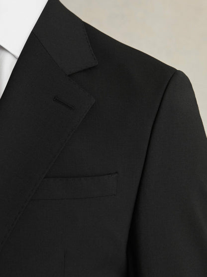 Wool-Blend Single-Breasted Suit Blazer Slim-Fit in Black | Reiss Men Featured