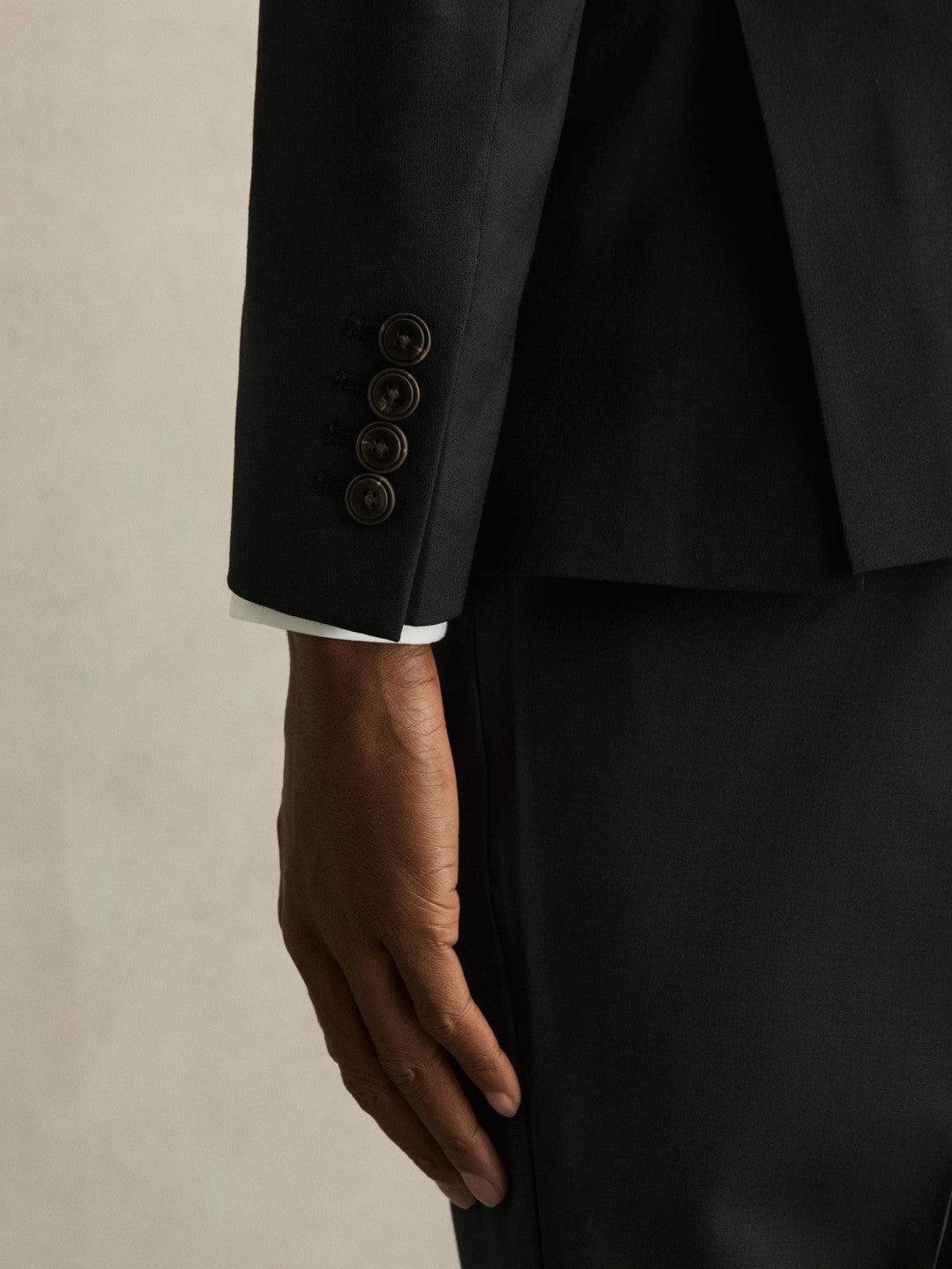 Wool-Blend Single-Breasted Suit Blazer Slim-Fit in Black | Reiss Men Featured