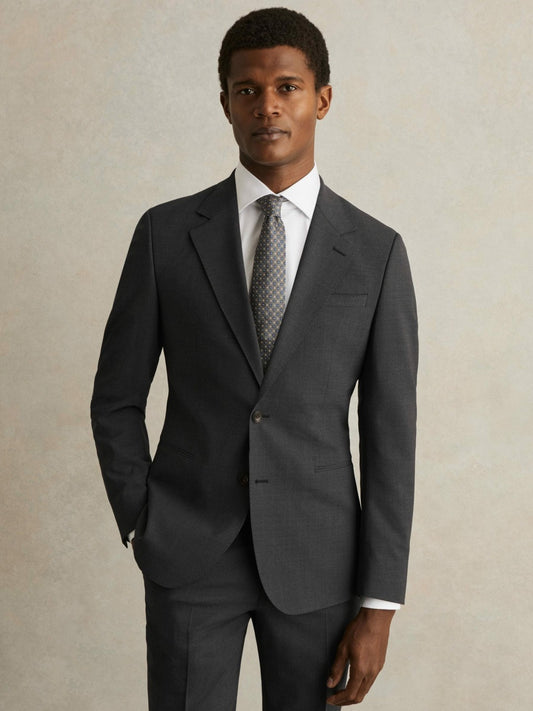 Wool-Blend Single-Breasted Suit Blazer Slim-Fit in Grey | Reiss Men Popular