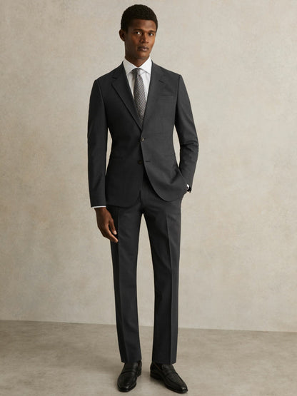 Wool-Blend Single-Breasted Suit Blazer Slim-Fit in Grey | Reiss Men Popular