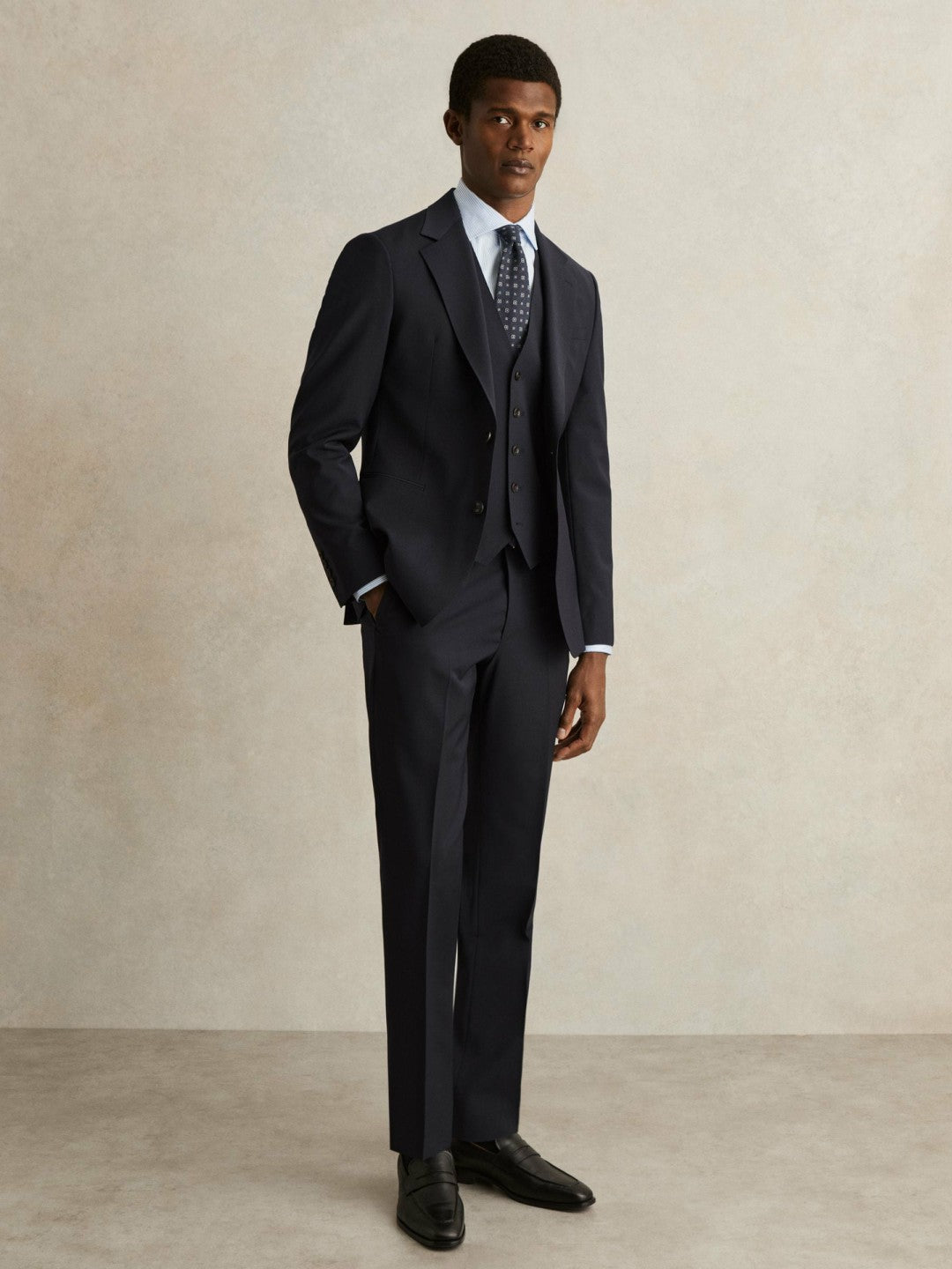 Wool-Blend Slim-Fit Waistcoat in Navy | Reiss Men Recommended