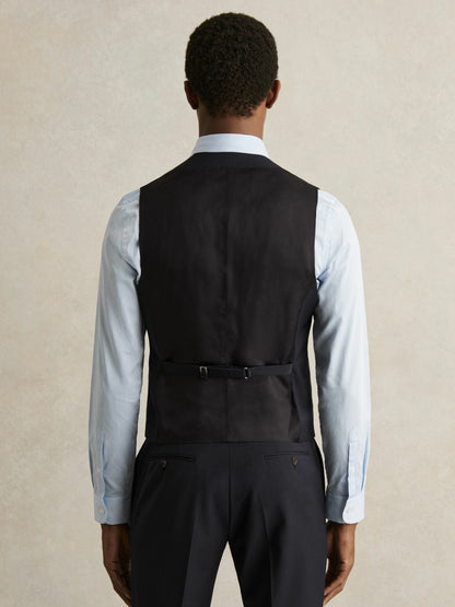 Wool-Blend Slim-Fit Waistcoat in Navy | Reiss Men Recommended