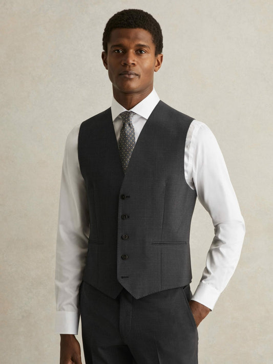 Wool-Blend Slim-Fit Waistcoat in Grey | Reiss Men Featured