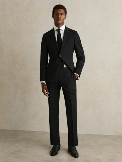 Slim-Fit Wool-Blend Suit Trousers in Black | Reiss Men Trending