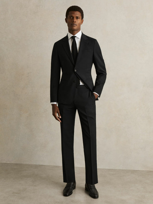 Slim-Fit Wool-Blend Suit Trousers in Black | Reiss Men Trending
