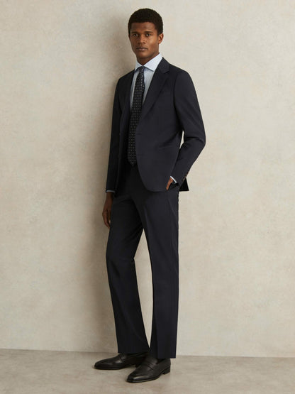 Slim-Fit Wool-Blend Suit Trousers in Navy | Reiss Men Popular