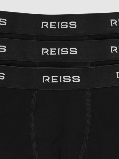13-14 yrs Stretch-Cotton Logo-Waistband Boxer Shorts 3 Pack in Black | Reiss Children & Baby Premium