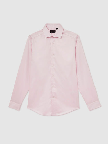 Slim Fit Cotton Sateen Shirt in Pink | Reiss Men Best Seller