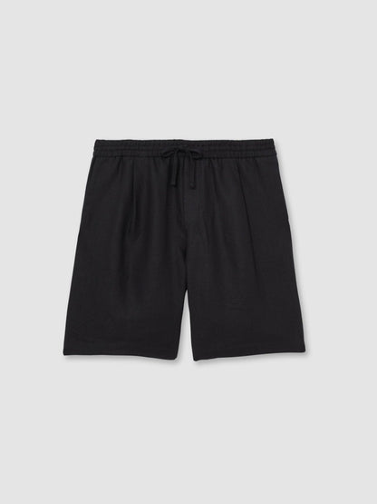 Linen Drawstring Shorts in Navy | Reiss Men Trending