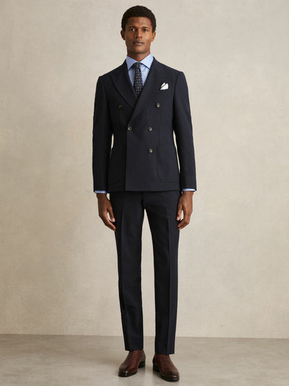 Slim Fit Cotton Sateen Shirt in Mid Blue | Reiss Men Signature