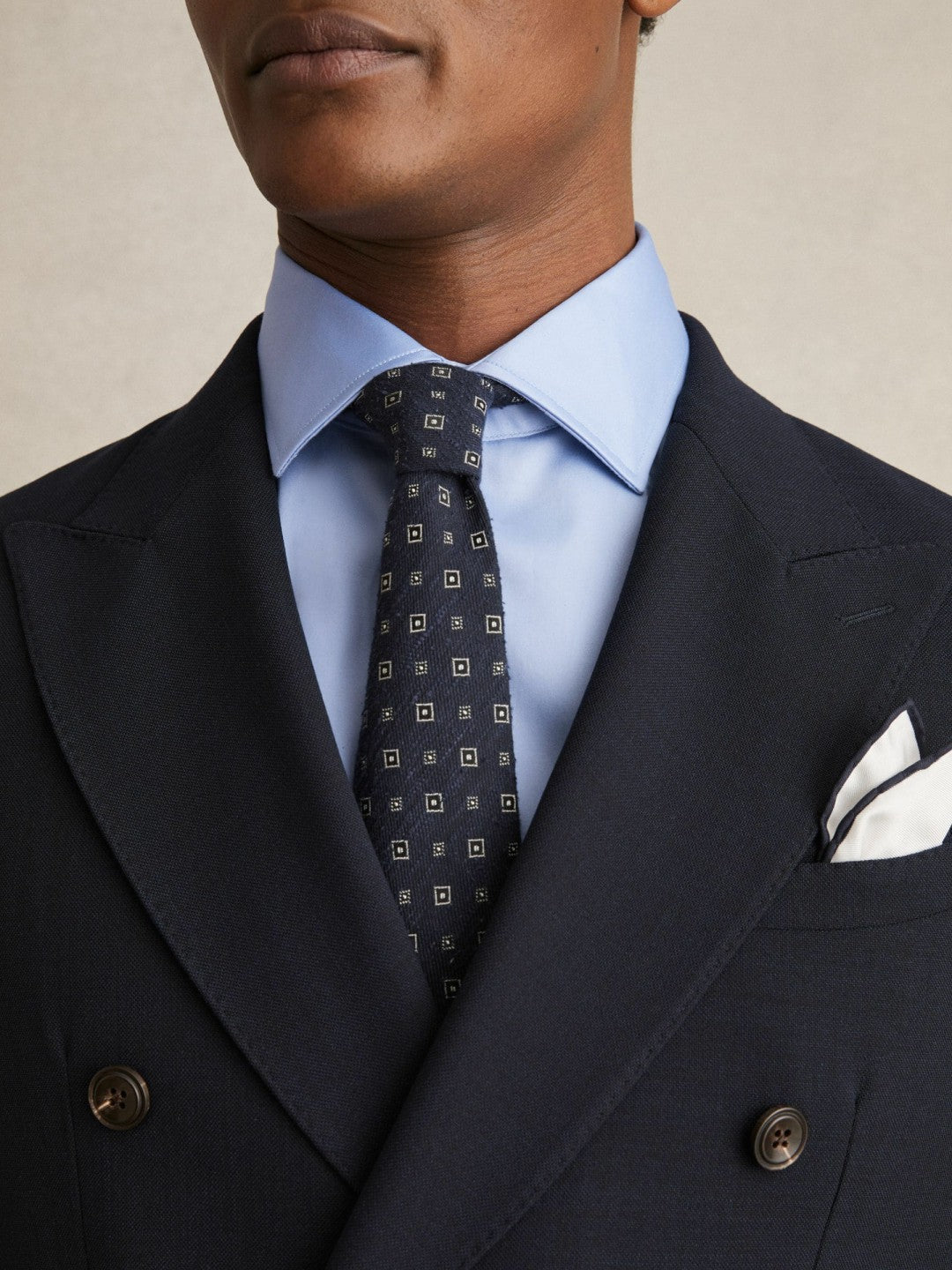 Slim Fit Cotton Sateen Shirt in Mid Blue | Reiss Men Signature