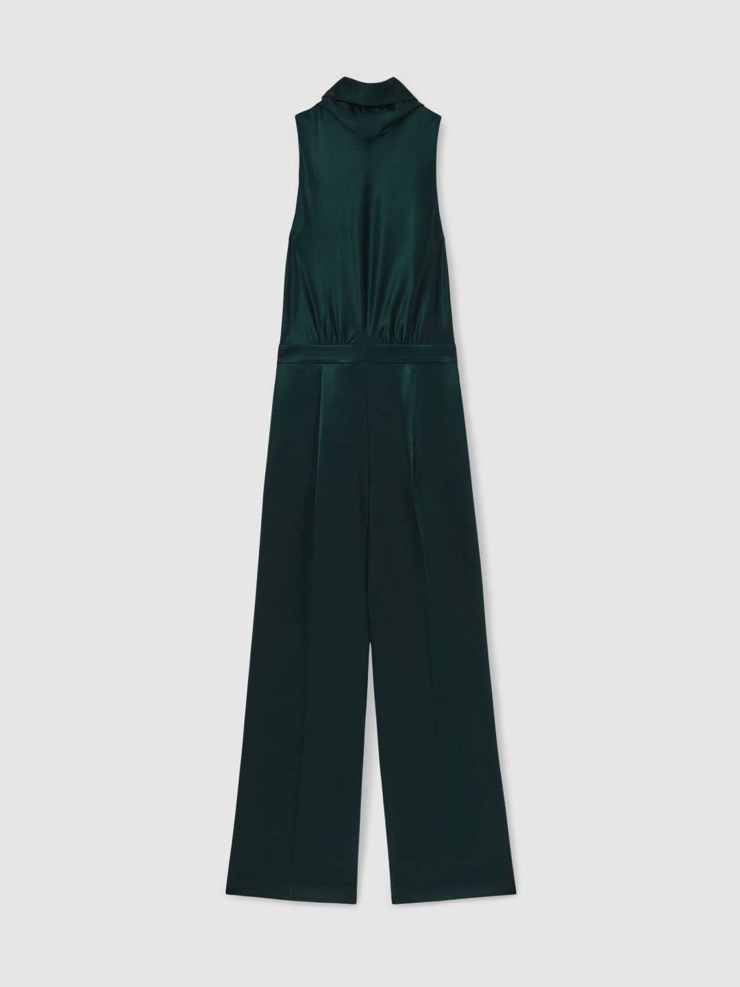 Satin Cape-Sash Jumpsuit in Teal Green | Reiss Women Best Seller