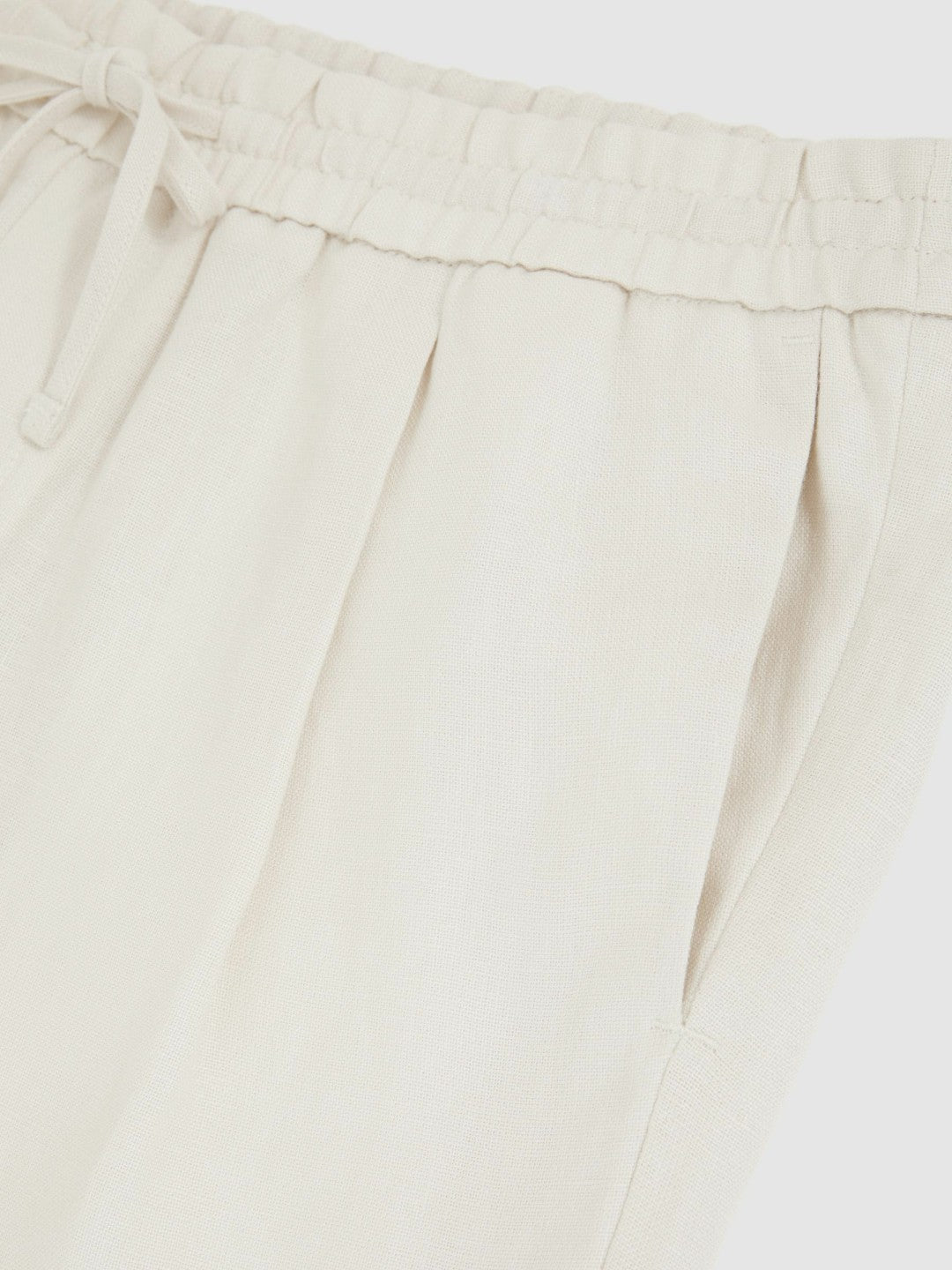 Linen Drawstring Shorts in Stone | Reiss Men Premium