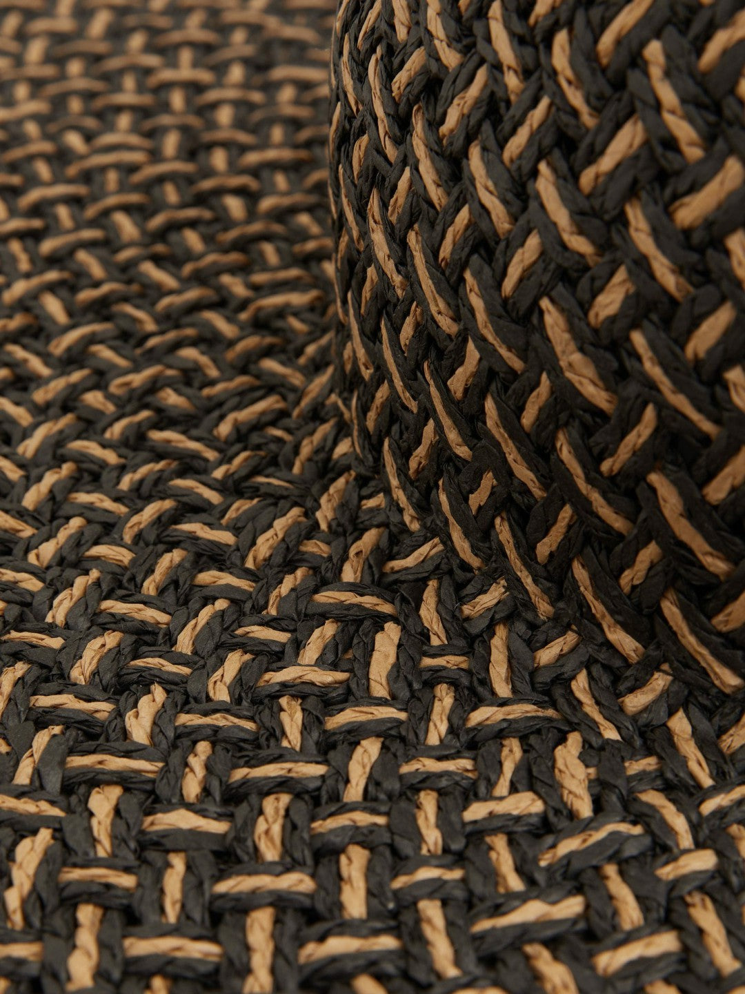 Straw Basket-Weave Sun Hat in Black/Natural | Reiss Women New
