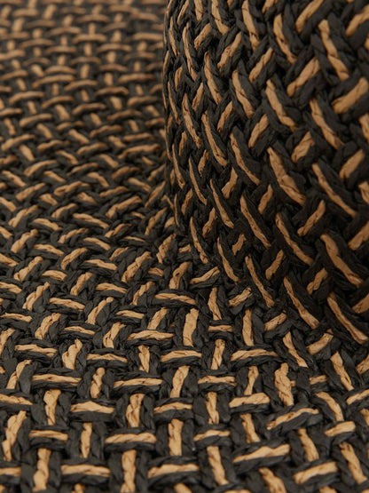Straw Basket-Weave Sun Hat in Black/Natural | Reiss Women New