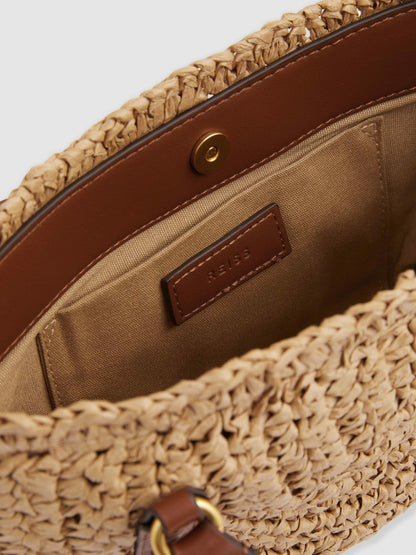 Raffia Woven Cross-body Bag in Natural | Reiss Women Recommended