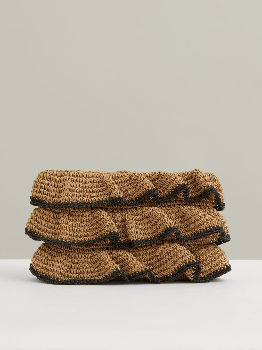 Raffia Ruffle Clutch Bag in Natural | Reiss Women New
