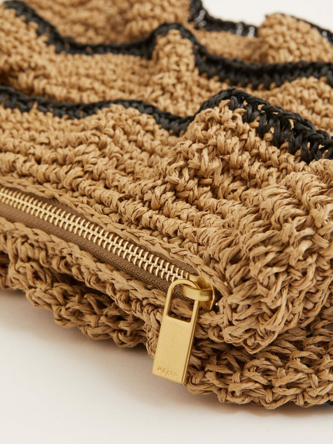 Raffia Ruffle Clutch Bag in Natural | Reiss Women New