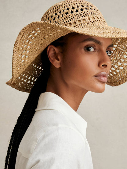 Straw Sun Hat in Natural | Reiss Women Recommended