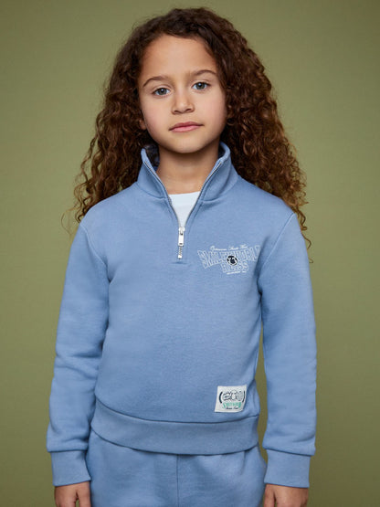 13-14 yrs SmileyWorld Half-Zip Sweatshirt Unisex Fit in Blue | Reiss Children & Baby Signature