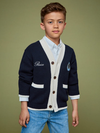 3-9 yrs SmileyWorld Logo Cardigan Unisex Fit in Off White | Reiss Children & Baby Exclusive