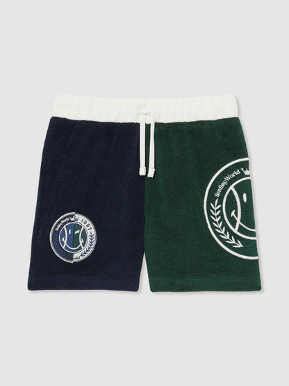 9-13 yrs SmileyWorld Towelling Shorts in Blue | Reiss Children & Baby Exclusive
